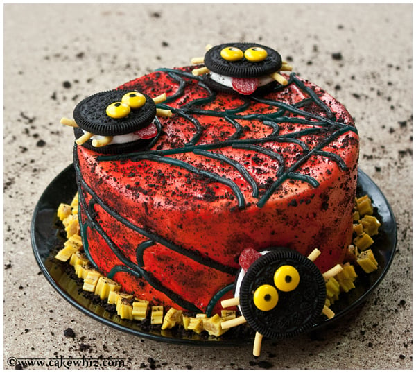 Easy Spider Cake on Black Serving Dish