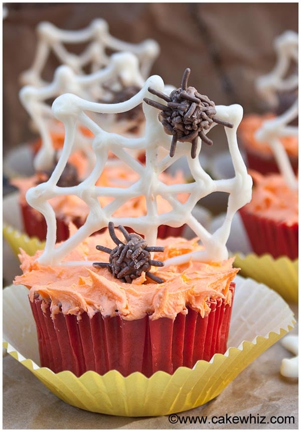 Spider Web Pumpkin Cupcakes