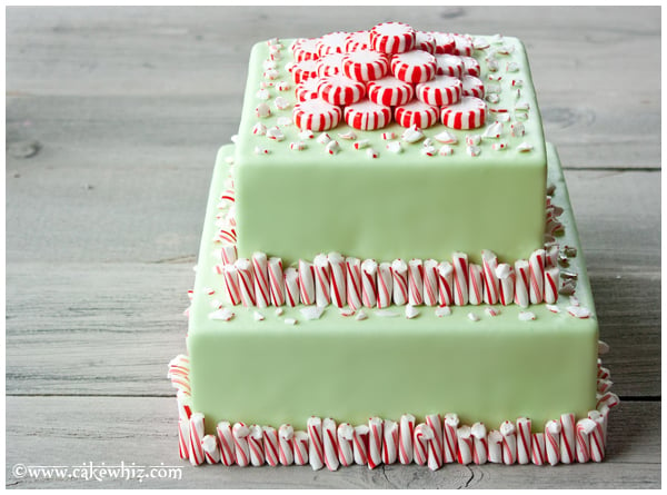 Tiered Green Peppermint Cake With Candy Canes