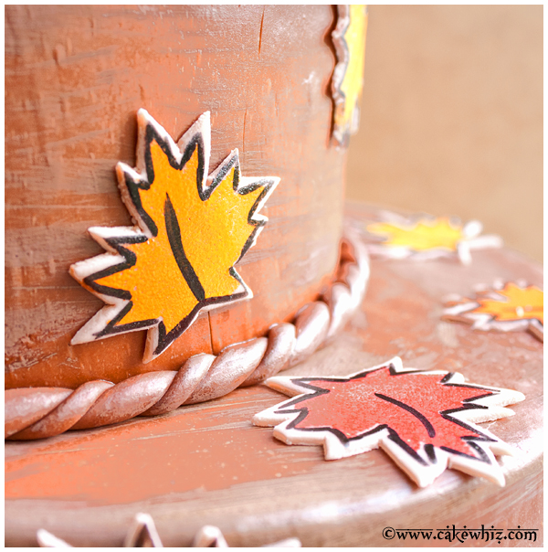 fall themed cake with leaf stamps 3