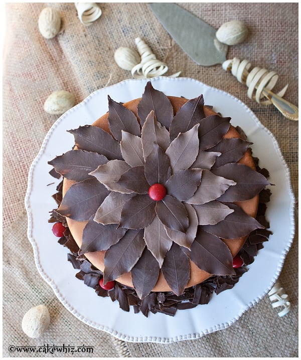 Easy Homemade Chocolate Leaves on Top of Cake