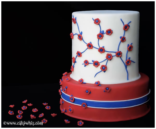 Tiered 4th of July Cake on Black Background