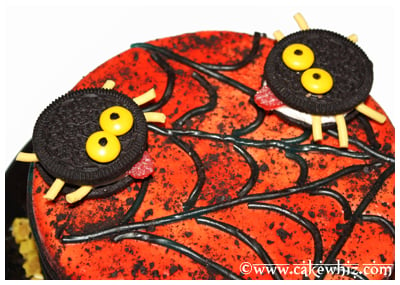 oreo spiders and twizzler spider web cake 13