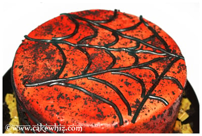 oreo spiders and twizzler spider web cake 11
