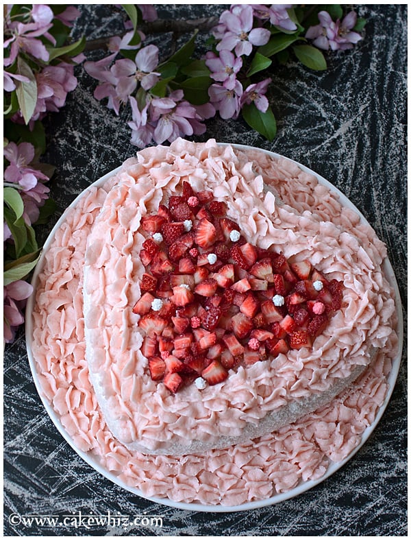 Heart Valentine's Day Cake on White Dish