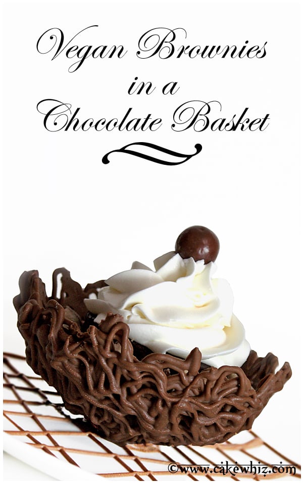 vegan brownies in a chocolate basket 1