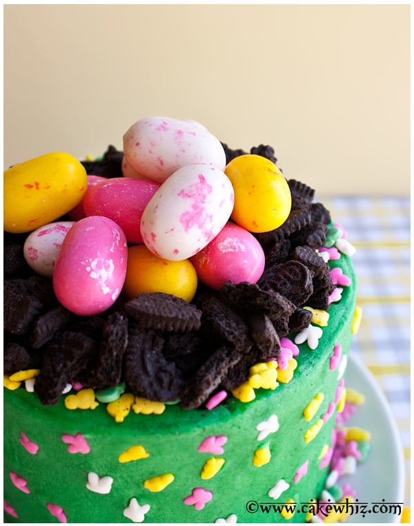 Closeup Shot of Decorated Cake With Yellow Background.