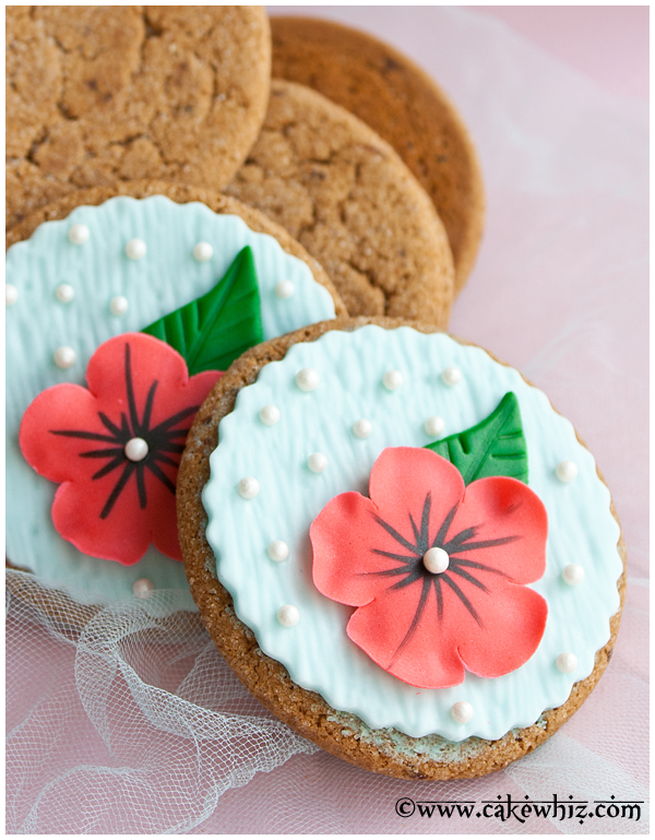 Decorated Flower Sugar Cookies on Pink Background