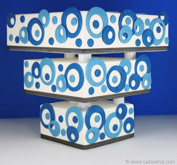 Upside Down Abstract Cake on Blue and White Background