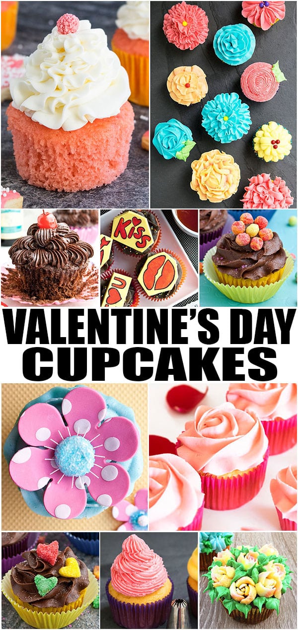 Collage Image With Many Valentines Cupcakes Ideas