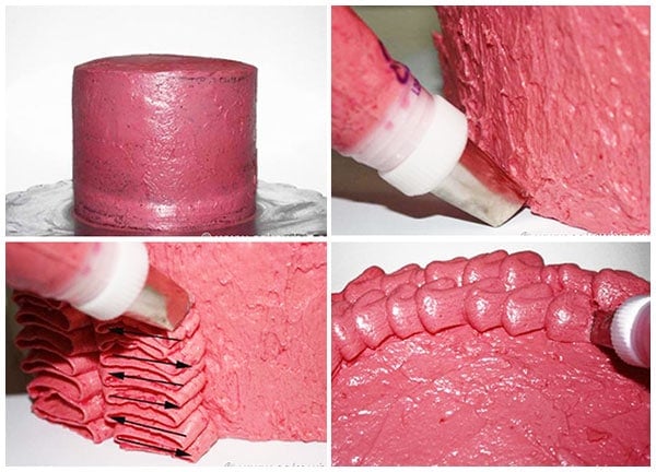 How to Make Buttercream Ruffles Cake- Step By Step Process Collage
