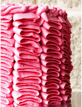 Easy Pink Buttercream Ruffle Cake With Brick Background