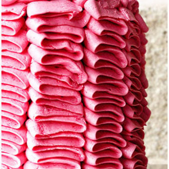 Easy Pink Buttercream Ruffle Cake With Brick Background