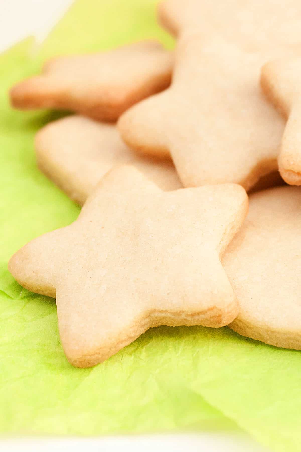 Closeup Shot of Star Cookie on Green Tissue. 