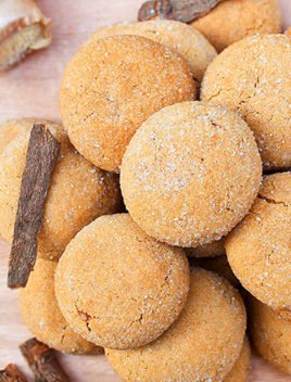 Easy Ginger Cookies on Rustic Wood Background.