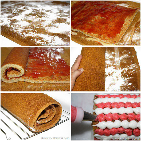 Collage Image With Step by Step Pictures on How to Make Banana Cake Roll