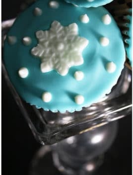 Easy Homemade Snowflake Cupcakes on Glass Stand