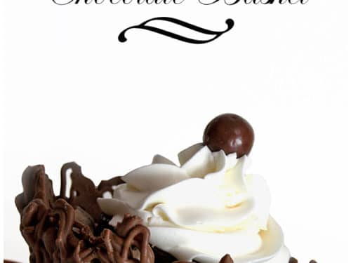 Chocolate cake in form a basket with cream Vector Image
