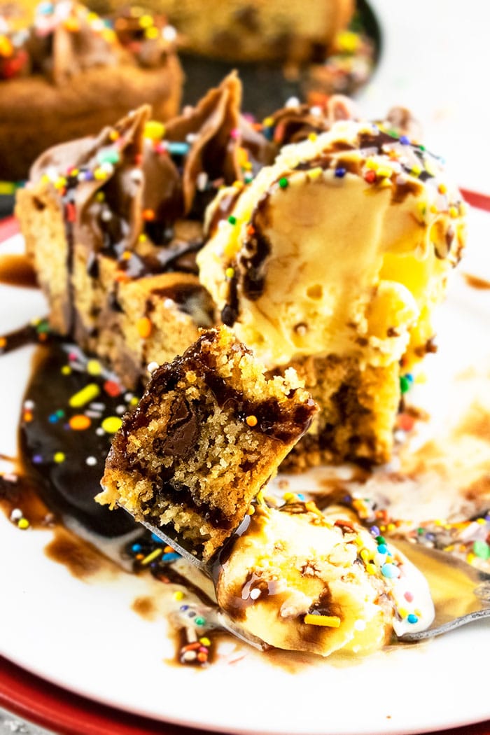 Closeup of Cookie Cake Bite on a Fork