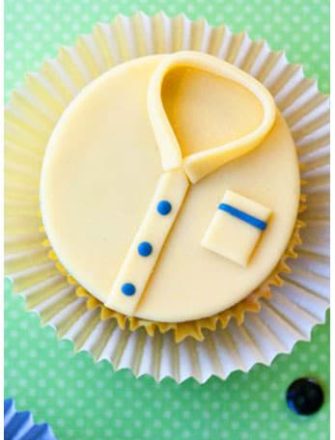 Easy Shirt Cupcakes Decorated With Fondant on Green Background- For Father's Day and Dad's Birthday