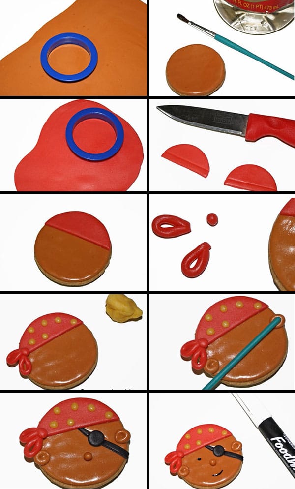 Collage Image with Step by Step Process Shots on How to Make Pirate Cookies