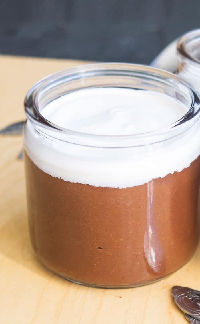 Vegan Chocolate Pudding in Glass Jar. 
