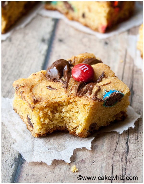 Easy M&M Cookie Bars Recipe (Made with Cake Mix)