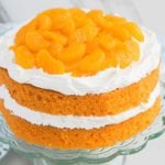 Moist Orange Cake (Layer Cake) On Glass Cake Stand