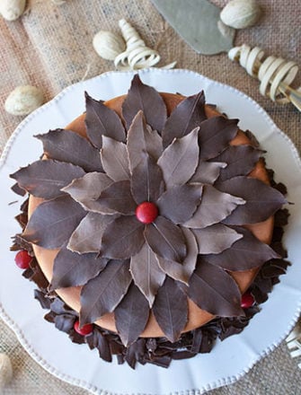 Easy Homemade Chocolate Leaves on Top of Cake
