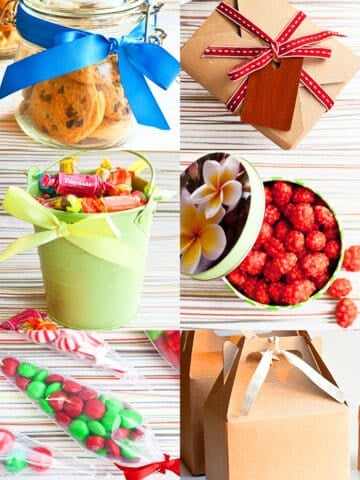 Collage Image With lots of Food and Cookie Packaging Ideas as Homemade Gifts