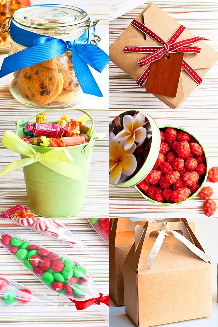 Collage Image With lots of Food and Cookie Packaging Ideas as Homemade Gifts