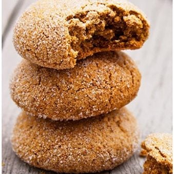 Stack of Easy Ginger Molasses Cookies on Rustic Gray Background