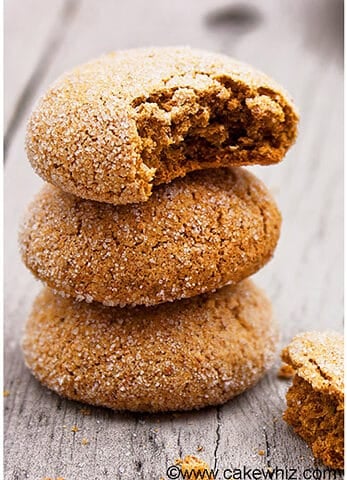 Stack of Easy Ginger Molasses Cookies on Rustic Gray Background