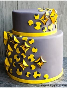 Modern Abstract Cake on Rustic Background- Yellow and Gray Color Theme