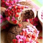 Easy Chocolate Cake Mix Cookies on Wood Table