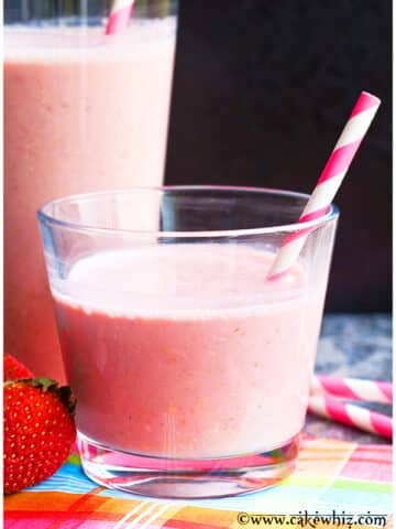 Strawberry Smoothie in Clear Glass with Pink Straw