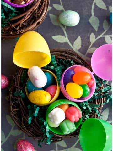 Plastic Easter Egg Fillers With Candy and Non Candy Ideas- Presented in Small Nests