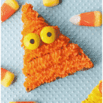 Easy Halloween Monster Cookies Inspired by Candy Corn on Turquoise Background