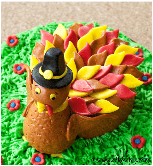 Overhead Shot of Decorated Thanksgiving Cake