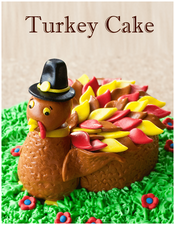 Easy Homemade Turkey Cake on Green Buttercream Grass