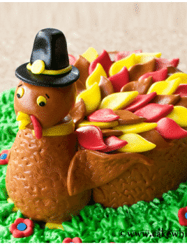 Easy Turkey Cake on Buttercream Grass