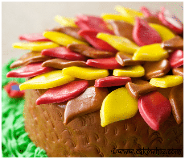 Closeup Shot of Fondant Feathers on Top of Cake