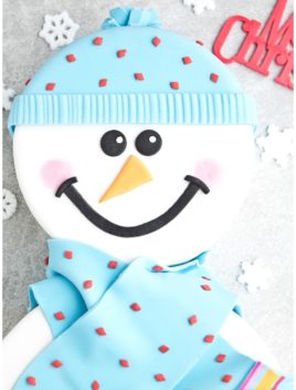Easy Snowman Cake on Gray Background