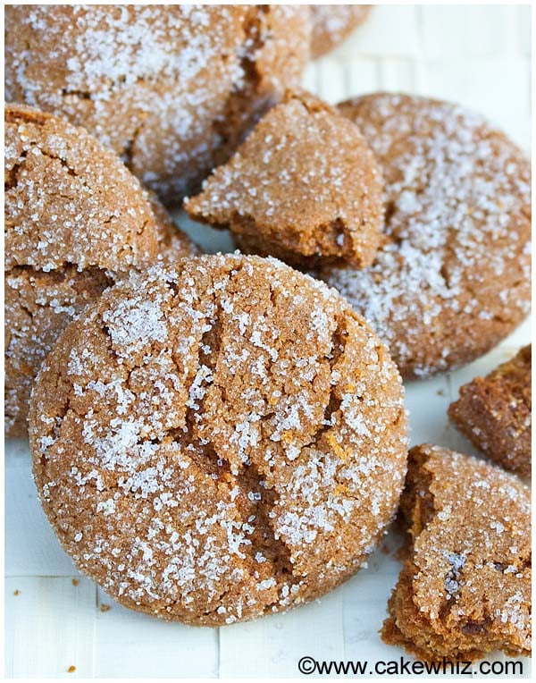 Easy Molasses Cookies Pile on Textured Beige Background