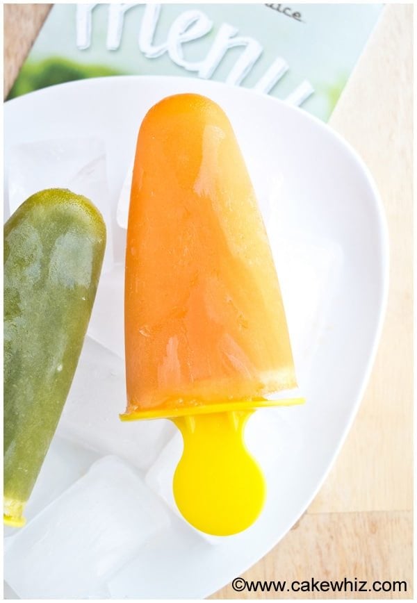Easy Frozen Fruit Bars on White Plate With Wood Background
