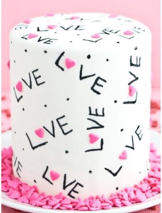 Easy Love Cake on White Plate With Pink Background