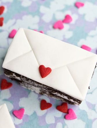 Easy Mini Love Letter Cake on Blue Background