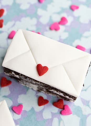 Easy Mini Love Letter Cake on Blue Background