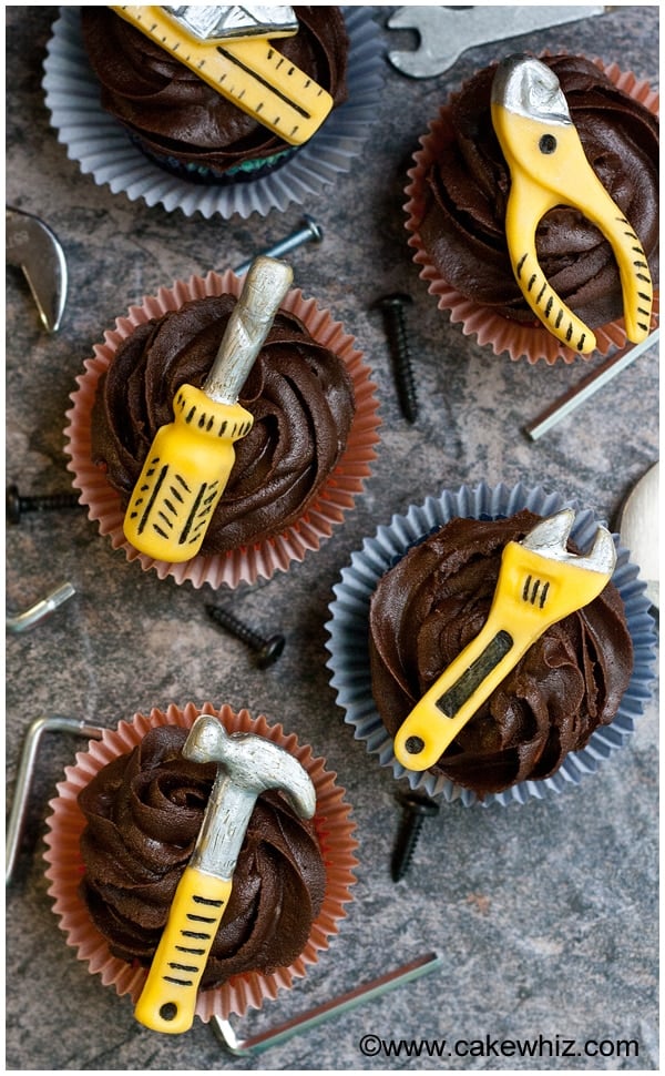 Father's Day Cupcakes on Rustic Gray Background