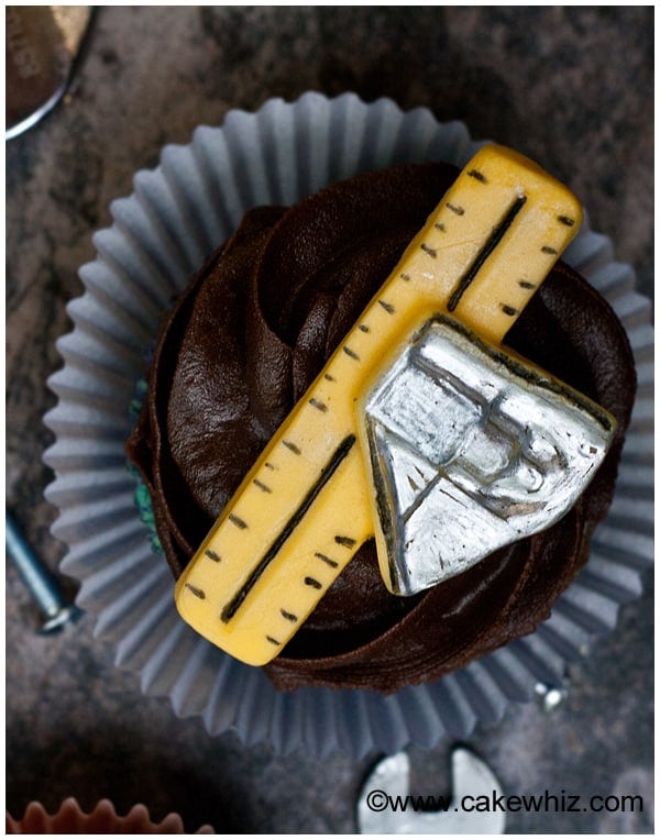 Decorated Cupcakes for Dads and Fathers on Rustic Gray Background